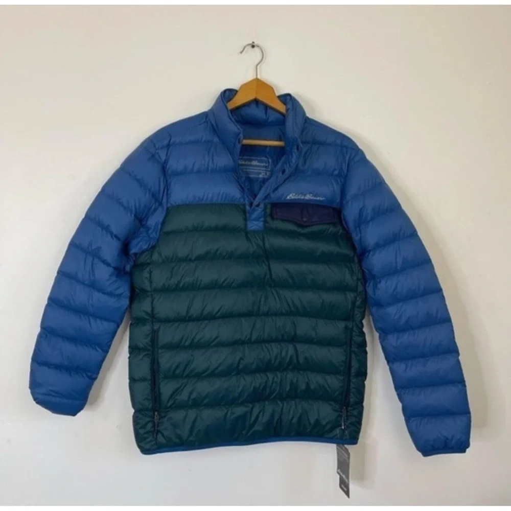 New Eddie Bauer Stratuslite Down Snap Jacket Mens Medium Puffer